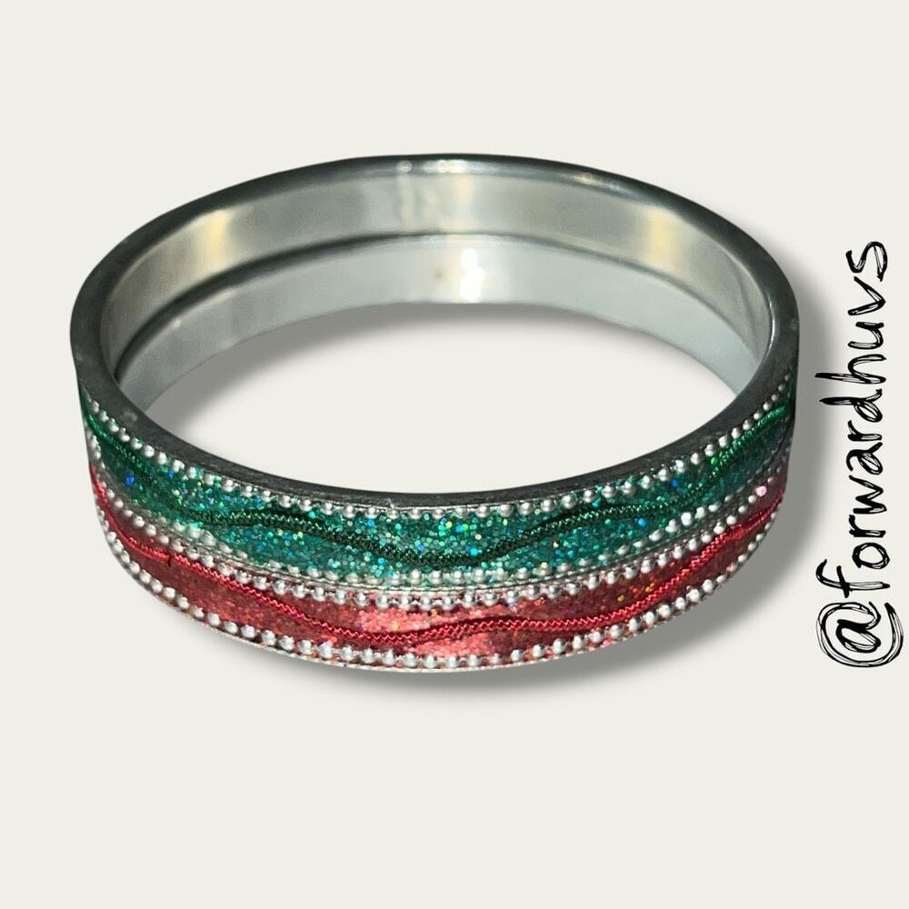 Bundle Sale 3 for $15 | Pair of Vintage Silver-Tone Bangle Bracelets 8”